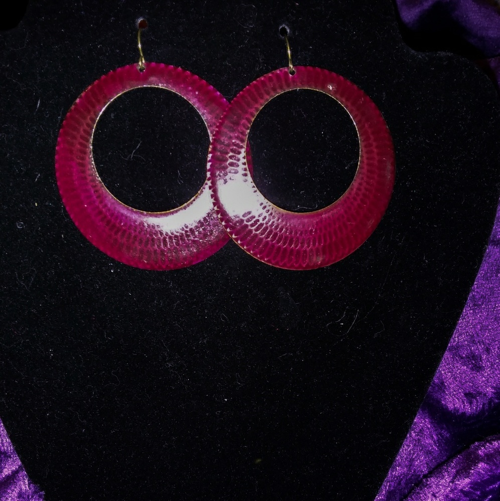 Nwot Maroon/Pink Hoop Statement Earrings